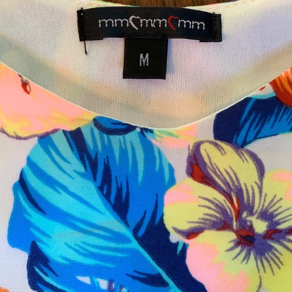 MM MM MM Tropical Print Tank Top with Pom Pom Trim - Picture 4 of 5